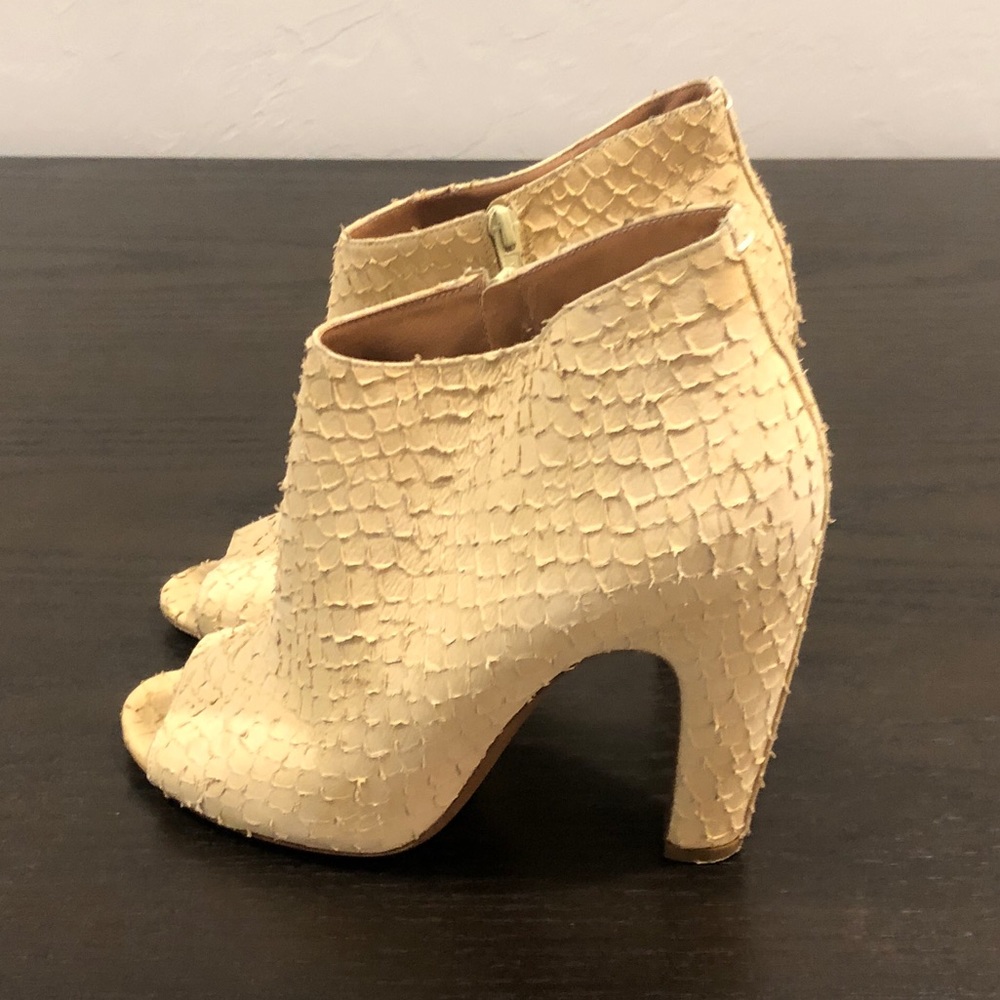 Maison Margiela cream snakeskin peeptoe booties
